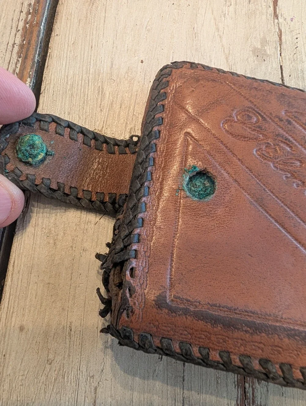 Vtg. Hand Tooled Leather Wallet